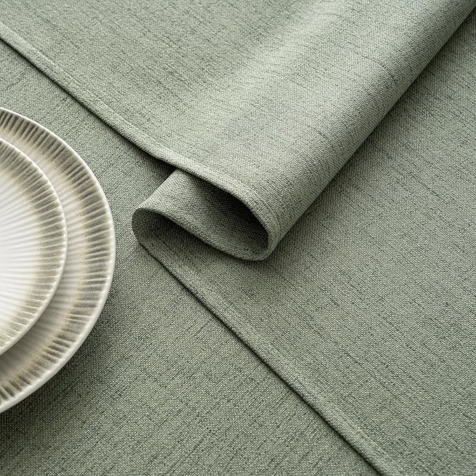 MIULEE Sage Green Linen Polyester Tablecloth 60x84 Inch Rectangle Table Cloth Waterproof,Stain Resistant & Wrinkle Resistant for Dining Party Wedding