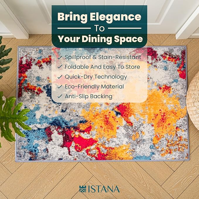 Istana 2x3 Area Rug - Multi Colors Boho Rugs for Living Room 2x3 - Foldable Small Rugs for Bedroom - Stain Resistant Washable Rug Non Slip - Eco-Friendly Area Rugs Indoor