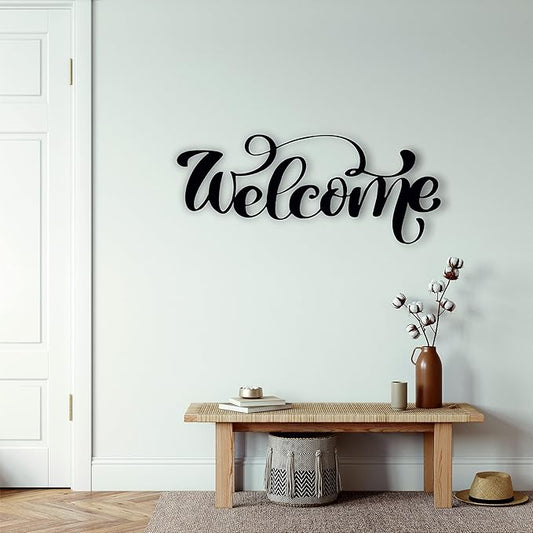 DEKADRON Metal Wall Art, Metal Welcome Sign, Metal Wall Decor Home Decoration Living Room Entryway Décor, Indoor and Outdoor (46" W x 19" H / 118x49cm)