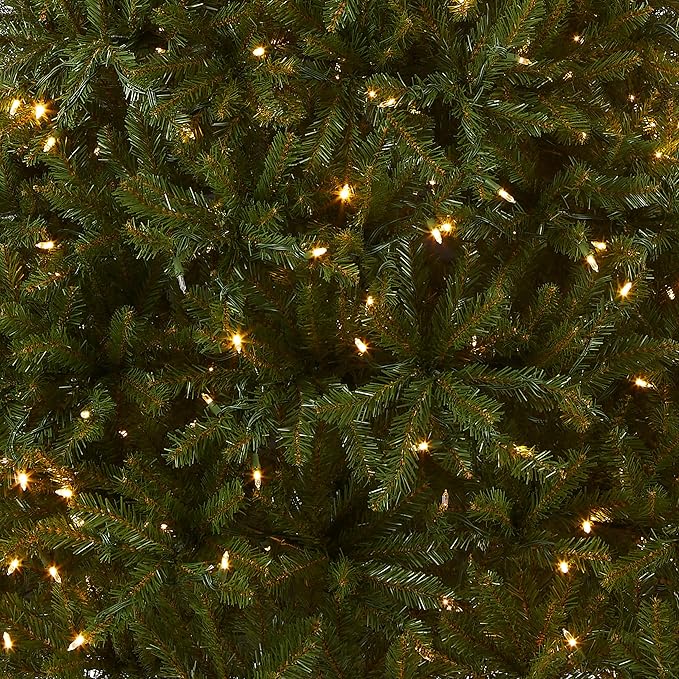 National Tree Company 7 ft Pre-Lit Dunhill Fir Artificial Christmas Tree, 650 LED Lights, 2,144 Tips, PowerConnect, Foot Pedal, 10 Light Functions, Includes Stand, Green