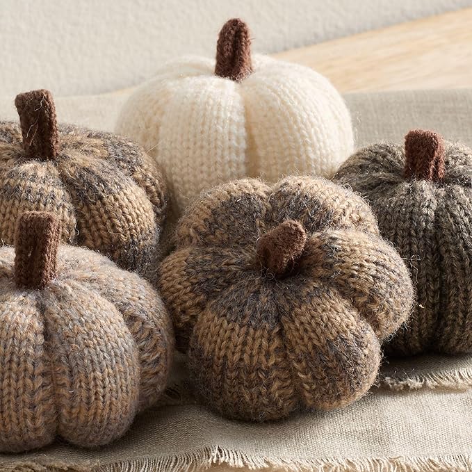 Your Heart's Content Mini Knit Pumpkins - Rustic Home Decor, Bowl Fillers, Shelf Decor Accents, Fall Wedding Decor, Cozy Home, Garland or Ornaments (Cobblestone 5)