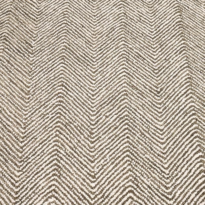Modern Herringbone Chevron Collection Handcrafted Wool Area Rug - Durable, Zigzag Pattern, for High Traffic, Contemporary Design for Living Room, Bedroom, Dining Room Decor (Dark Olive, 2.6' x 12')