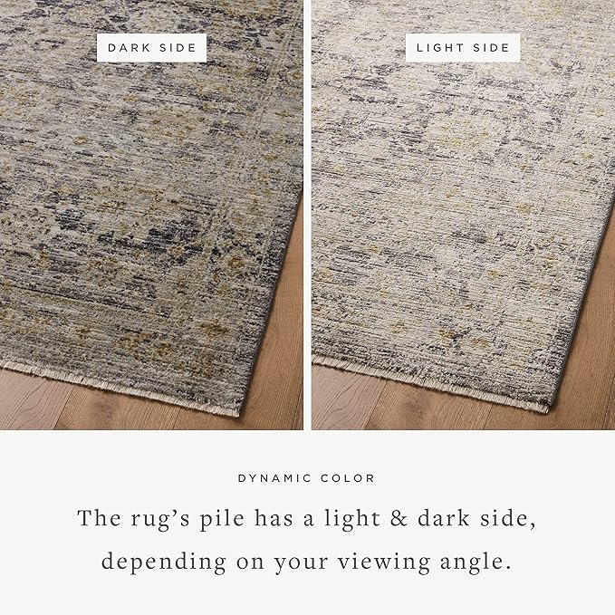 Loloi Jean Stoffer Katherine Collection KES-02 Charcoal/Gold 2'-7" x 12'-0", .25" Pile Height, Runner Rug