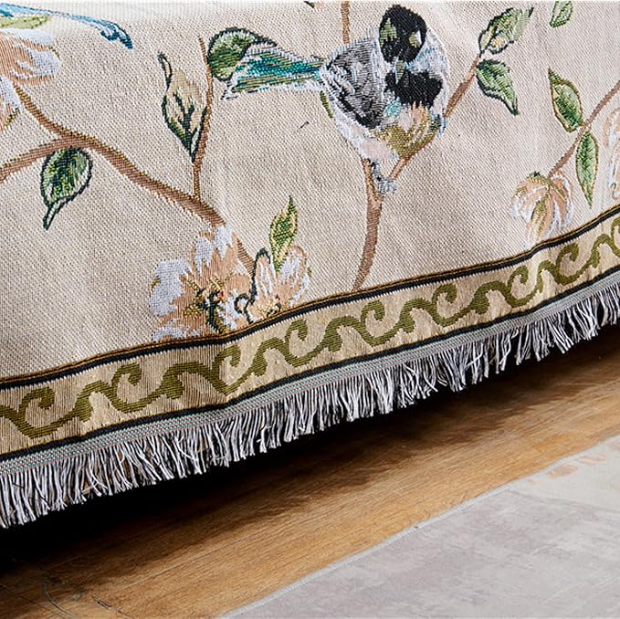 Boho Throw Blankets Reversible Woven Blankets Cover Hippie for Couch Bed Recliner Sofa Bohemian Tapestry Colorful Furniture Protector Cover for Home Décor, American Flower Birds, Double Side, 50"x70"