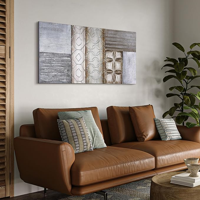 Empire Art Direct "Stacked 1" Original Textured Metallic Oil Painting by Martin Edwards, 60" x 30"