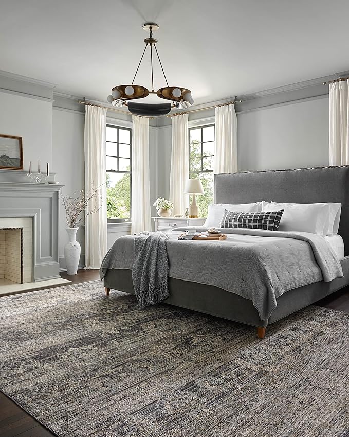 Loloi Jean Stoffer Katherine Collection KES-05 Graphite/Jade 2'-7'' x 8'-0'', .25" Pile Height, Runner Rug