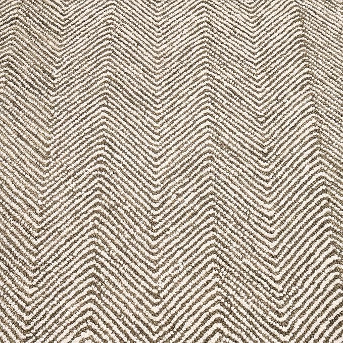 Modern Herringbone Chevron Collection Handcrafted Wool Area Rug - Durable, Zigzag Pattern, for High Traffic, Contemporary Design for Living Room, Bedroom, Dining Room Decor (Dark Olive, 9' x 13')