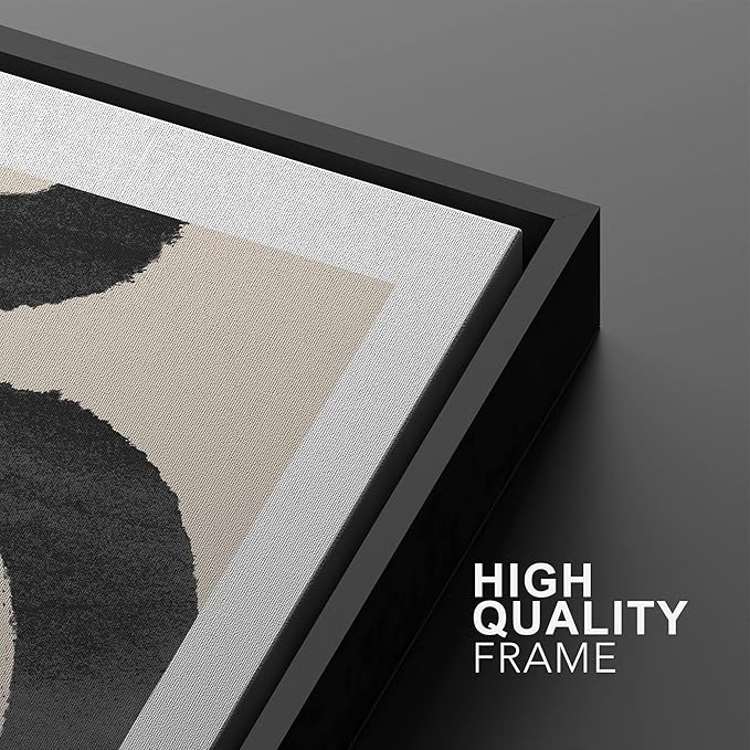 SIGNWIN Framed Wall Art Print Set Black Squiggly Lines Over Tan Background Abstract Swirly Digital Art Modern Art Mid-Century Modern Expressive for Living Room, Bedroom, Office - 24"x36"x2 Black