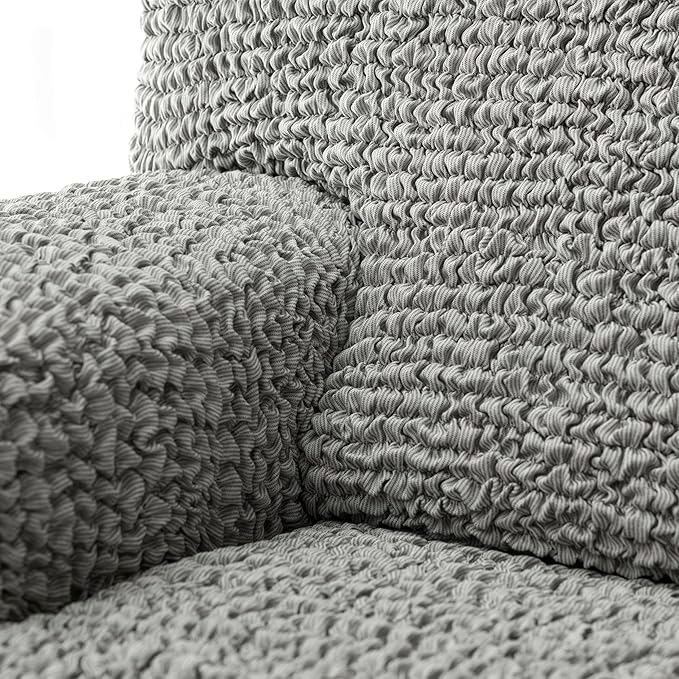 PAULATO BY GA.I.CO. Sofa Slipcover - Stretch Couch Cover - Stylish Cushion Sofa Cover - 1-Piece Form Fit Washable Protector for Pet - Mille Righe Collection - Platinum
