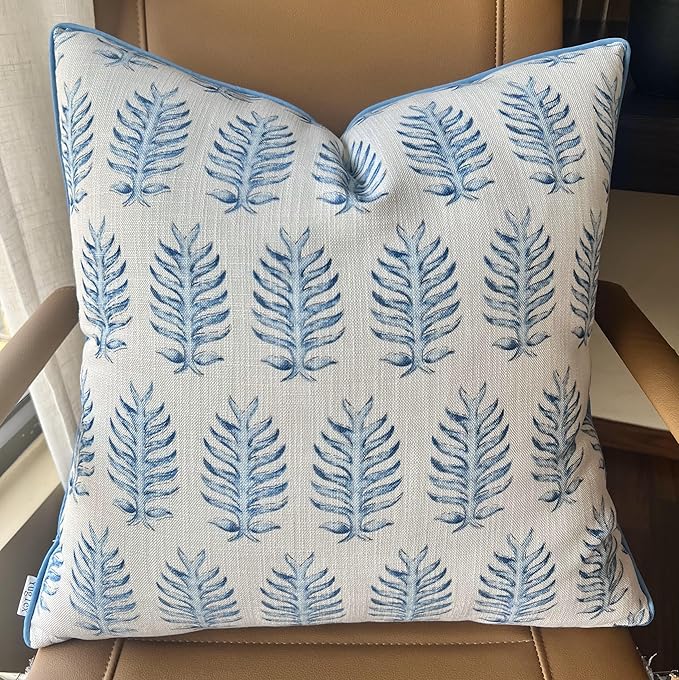 Marcus Printed Decorative Square Accent Throw Pillow Cover - Decor for Living Room, Sofa, Chair, Patio, Car, Balcony, Bench, Porch, Nursery, Office, Bedroom - 18x18 Inches, Blue