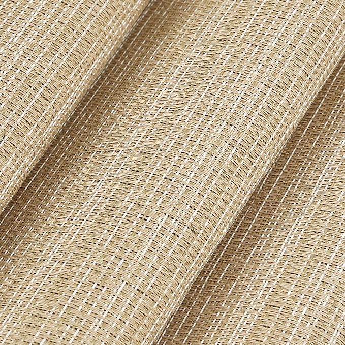AHHFSMEI Placemats for Dining Table Set of 4 Woven Vinyl Plastic Place Mats Non-Slip Heat Insulation Stain Resistant Table Mats Washable Easy Clean Placemats (Multi Brown B,4)