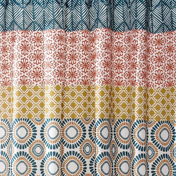 Lush Decor Bohemian Stripe Curtains, 52x84, Turquoise/Orange (Pack of 4)