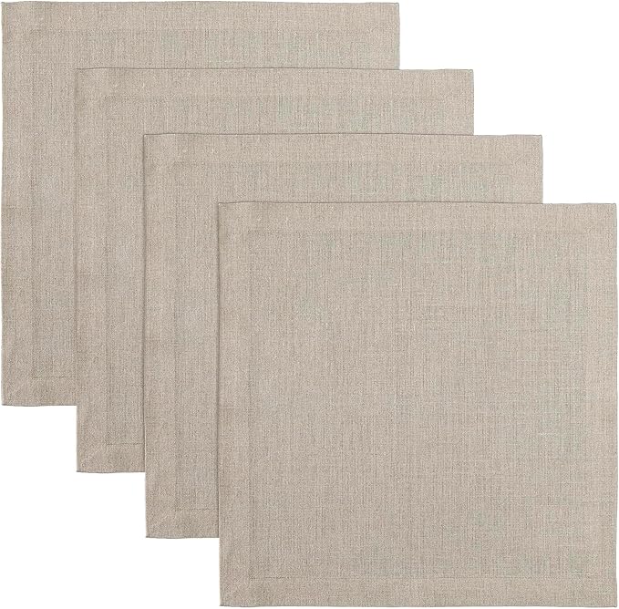 Solino Home Natural Placemats Set of 4-100% Pure Linen Placemats 14 x 14 Inch for Christmas, New Year - Fete, Handcrafted and Machine Washable