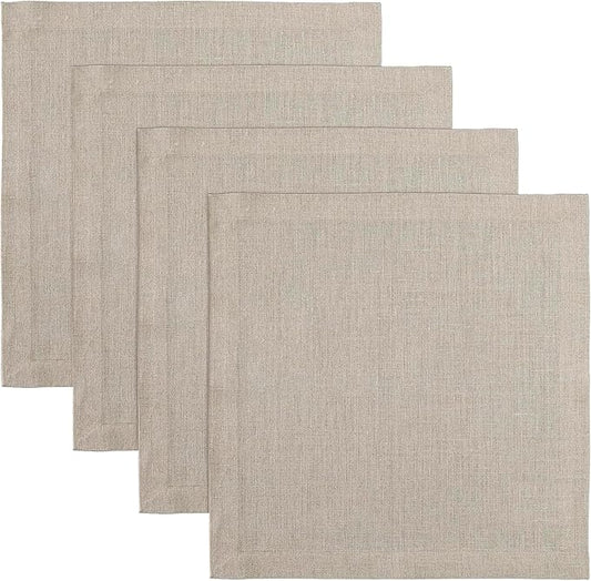 Solino Home Natural Placemats Set of 4-100% Pure Linen Placemats 14 x 14 Inch for Christmas, New Year - Fete, Handcrafted and Machine Washable