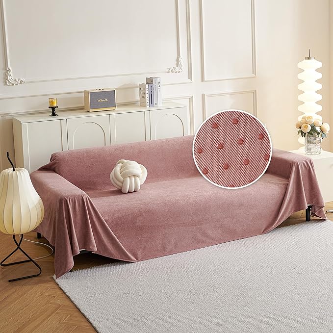 MYSKY HOME Pink Sofa Cover Couch Covers for Sofa, Pet Couch Cover, Reclining Loveseat Covers for 2 Cushion Couch, Thick Durable Non Slip Couch Covers for Furniture Washable, 71"x118"