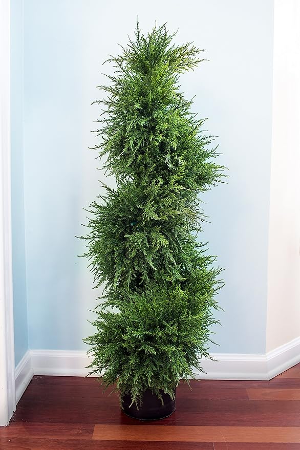 Nearly Natural 43in. Artificial Cedar Spiral Topiary with Lights