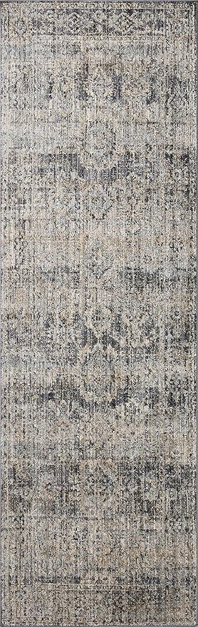 Loloi Jean Stoffer Katherine Collection KES-05 Graphite/Jade 2'-7'' x 8'-0'', .25" Pile Height, Runner Rug