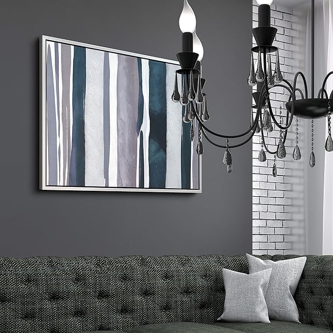 Empire Art Direct Abstract Wall Art Textured Hand Painted Canvas by Martin Edwards, Champagne Frame, 40" x 30", Cobalt Streaks 2