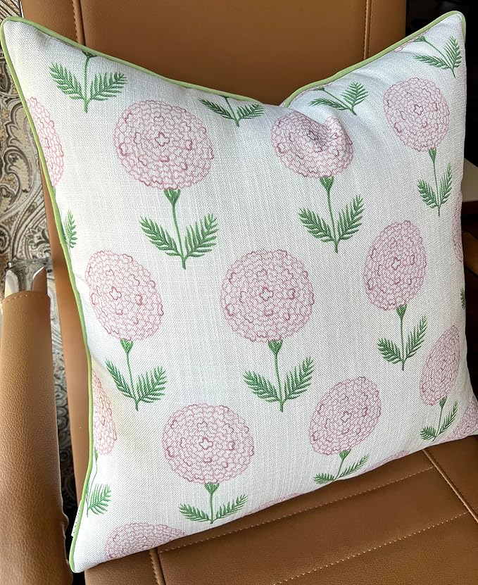 Konkan Floral Printed Decorative Square Accent Throw Pillow Cover - Decor for Living Room, Sofa, Chair, Patio, Car, Balcony, Bench, Porch, Nursery, Office, Bedroom - 20x20 Inches, Pink