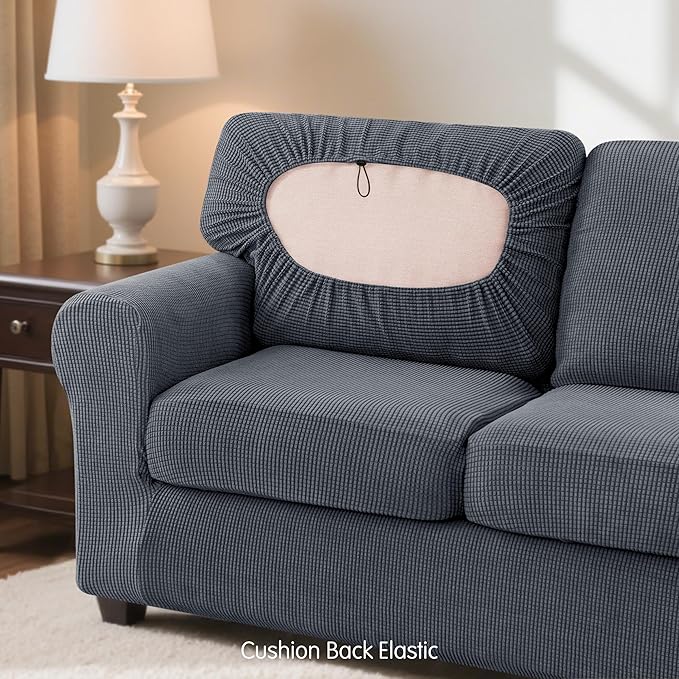 SUBRTEX 5 Piece Stretch Loveseat Slipcover,Couch Cover for 2 Cushion Washable Sofa Cover with Individual Backrest Cushion Covers for Living Room(Medium,Gray)