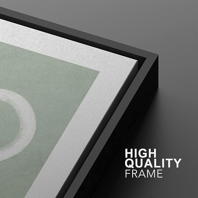 SIGNWIN Framed Wall Art Print Set White Line Over Contrasting Green Background Abstract Swirly Digital Art Modern Art Mid-Century Modern Expressive for Living Room, Bedroom, Office - 24"x36"x2 Black