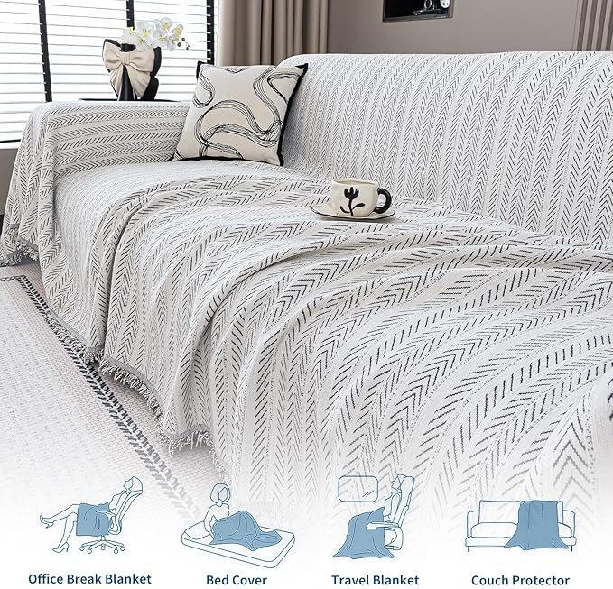 Nobildonna Sofa Chair Cover Waterproof Soft Thicken Chenille Cushion Couch Cover with Tassels,Washable Sofa Slipcovers for Armchair Recliner Sectional Furniture Protector, Beige 71"x71"