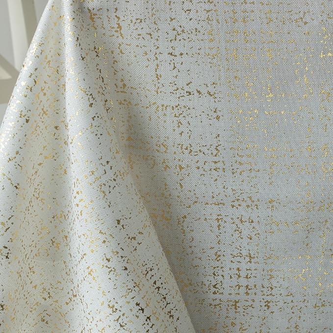 Benson Mills Gold Mine Foil Printed Fabric Table Cloth, Holiday, Winter, Thanksgiving, and Christmas Tablecloth (60" x 104" Rectangular, Gold Mine Ivory/Gold)