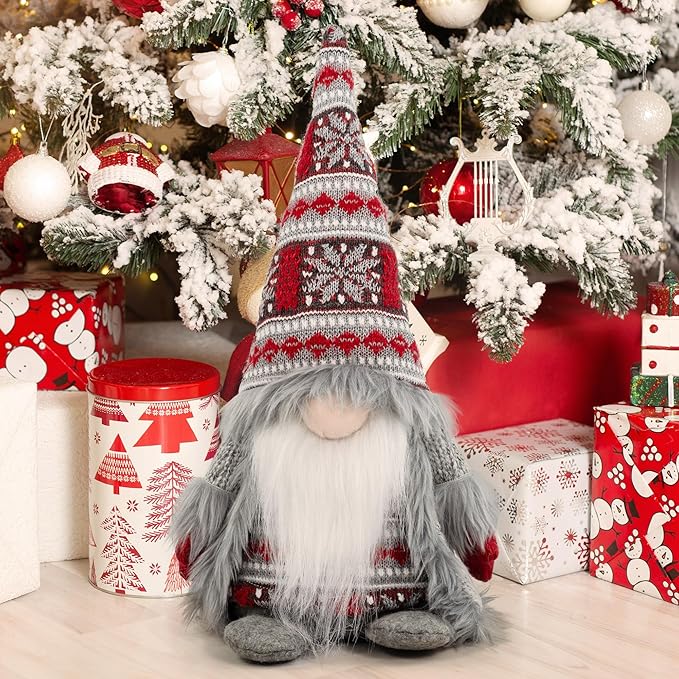 Gnome Christmas Decorations - Adorable Plush Christmas Gnome Gifts for Women, Thanksgiving Valentines Birthday Plush Gnomes Swedish Tomte Elf for Kitchen, Tiered Tray and Home Décor