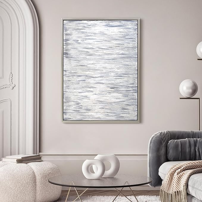 Empire Art Direct Gray Field II Textured Glitter Hand Painted Framed Canvas Wall Art, Ready to Hang, Living Room, Bedroom & Office, 30"x40"x1.5"