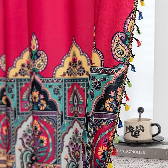 Boho Floral Curtains French Country Farmhouse Curtains 84 Inches Long Light Filtering Window Rod Pocket Drapes for Living Room 2 Panels