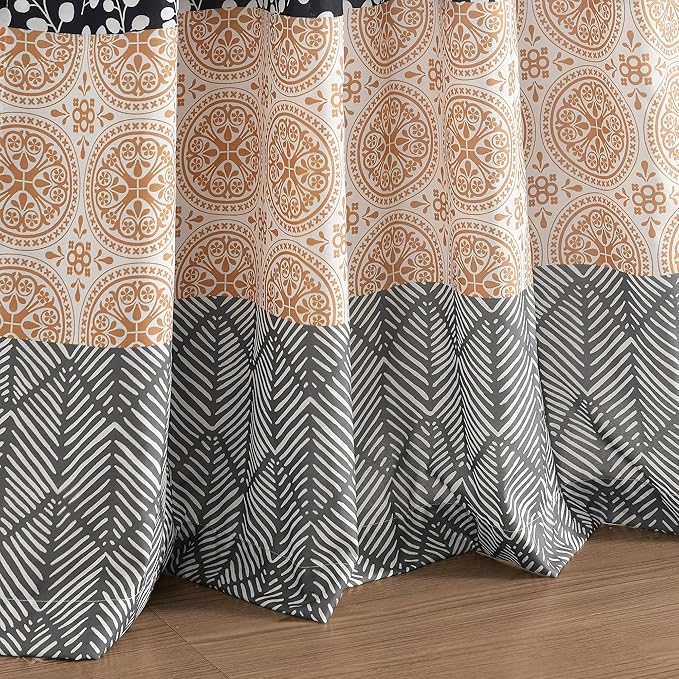 Lush Decor Bohemian Stripe Window Curtain Panels, Pair 52" W x 84" L Yellow & Gray - Light Filtering Curtains for Bedroom - Boho Curtains - Maximalist Decor
