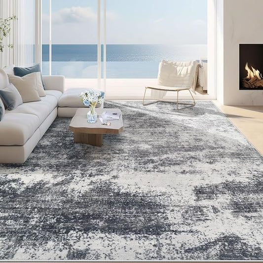 8x10 Area Rugs for Living Room: Washable Modern Abstract Rug Large Soft Non Slip Living Room Rug Indoor Low Pile Carpet for Bedroom Dining Room Home - Grey