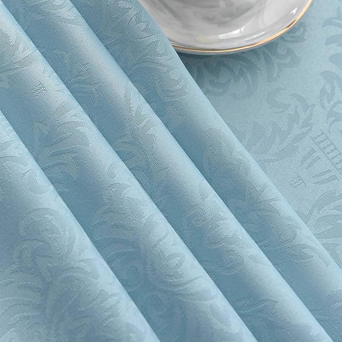 maxmill Square Tablecloth Damask Design Water Proof Wrinkle Free Heavy Weight Soft Tablecloth Decorative Table Cover for Outdoor and Indoor Use Square 60 x 60 Inch Blue Haze