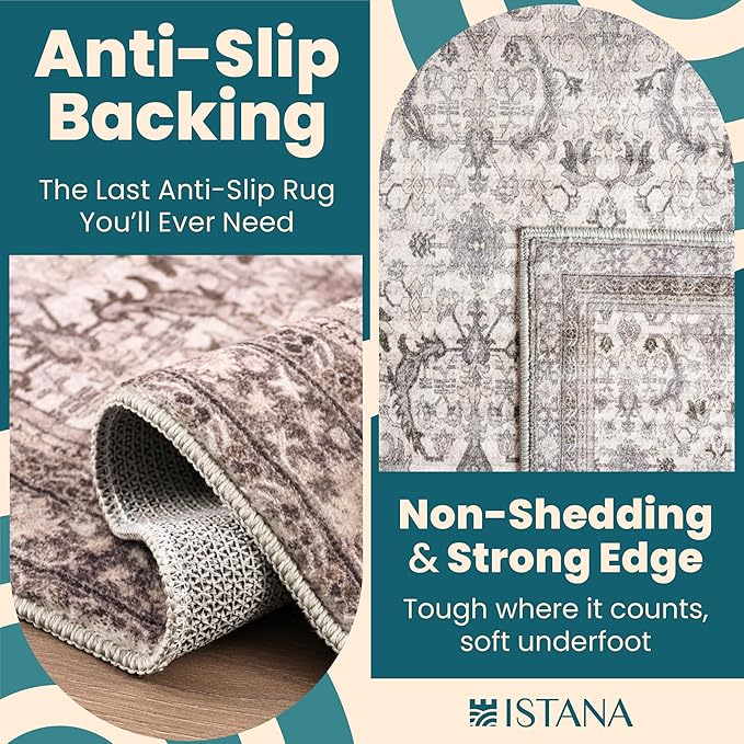 Istana 8x10 Area Rugs - Pale Rose Beige Rugs Living Room 8x10 - Foldable 8 x 10 Area Rugs for Living Room - Stain Resistant Boho Area Rug