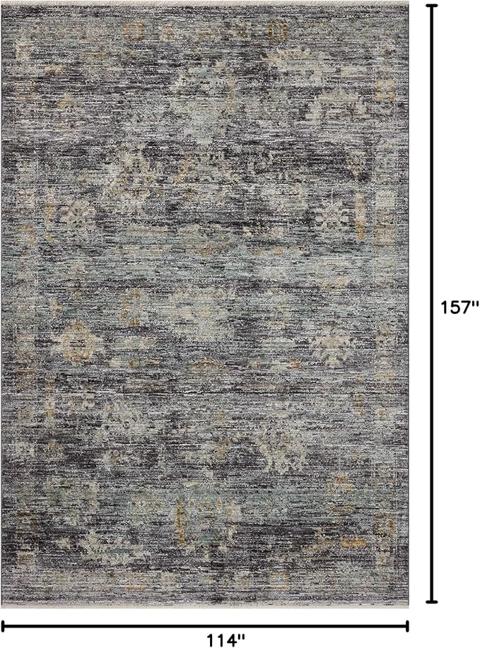 Loloi Jean Stoffer Katherine Collection KES-04 Ink/Jade 9'-6'' x 13'-1'', .25" Pile Height, Area Rug