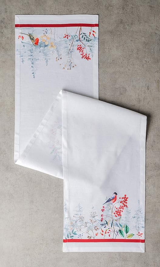 Maison d' Hermine Table Runner 100% Cotton Single Layer Table Runners 90 inches Long for Thanksgiving Christmas Decorations Home Kitchen Dining Party Wedding (Morzine, 14.5" x 90")