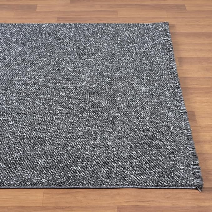 LUXE WEAVERS Solid Machine Woven Smoke 4x6 Area Rug, Indoor Stain-Resistant Carpet