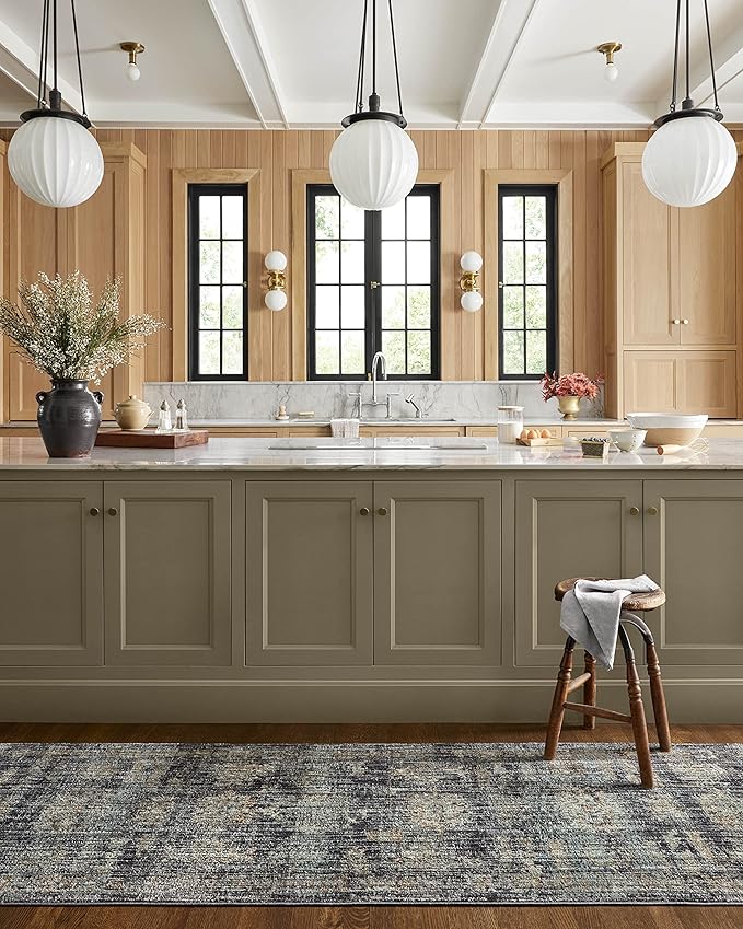 Loloi Jean Stoffer Katherine Collection KES-04 Ink/Jade 9'-6'' x 13'-1'', .25" Pile Height, Area Rug