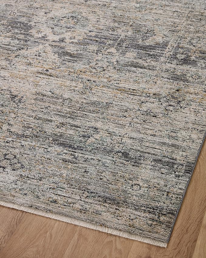 Loloi Jean Stoffer Katherine Collection KES-05 Graphite/Jade 5'-3'' x 7'-9'', .25" Pile Height, Area Rug