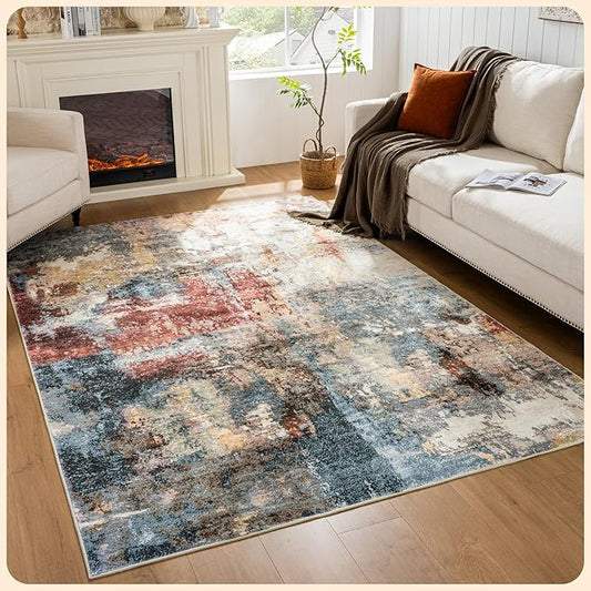 Istana 6x9 Area Rug - Multi/Red Rugs for Living Room 6x9 - Foldable Boho Rugs for Bedroom - Stain Resistant Washable Rug - Eco-Friendly Area Rugs - Easy to Clean Living Room Rug