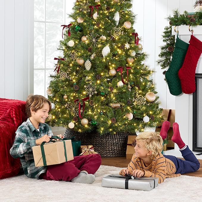 Best Choice Products Full Scotch Pine Christmas Tree, 7.5ft Pre-Lit Holiday Decor w/ 1,500 Twinkling Micro LED Lights, 2-in-1 White & Multicolor