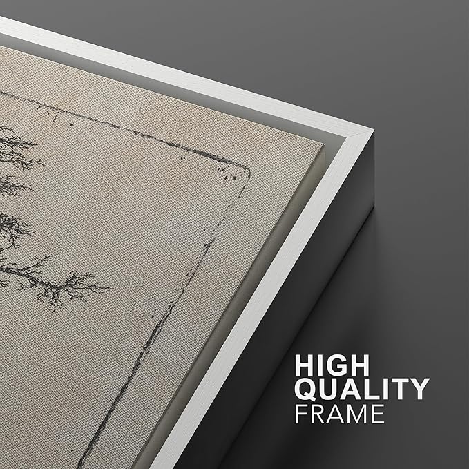 SIGNWIN Framed Canvas Print Wall Art Set Vintage Botanical Tree Sketches Illustrations Modern Art Minimal Boho Relax/Calm for Living Room, Bedroom, Office - 16"x24"x2 White