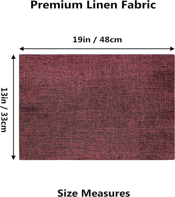 Home Brilliant Red Placemats Set of 8 Cloth Placemat for Holiday Christmas Heat Resistant Dining Table Mats Kitchen Washable Place Mats, Wine Red