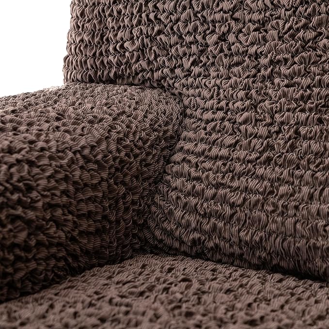 PAULATO BY GA.I.CO. Loveseat Slipcover - Oversized Chair Cover - Stretch Couch Cover - Cushion Love Seat Sofa Slipcover - 1-Piece Form Fit Washable Protector - Mille Righe Collection - Brown