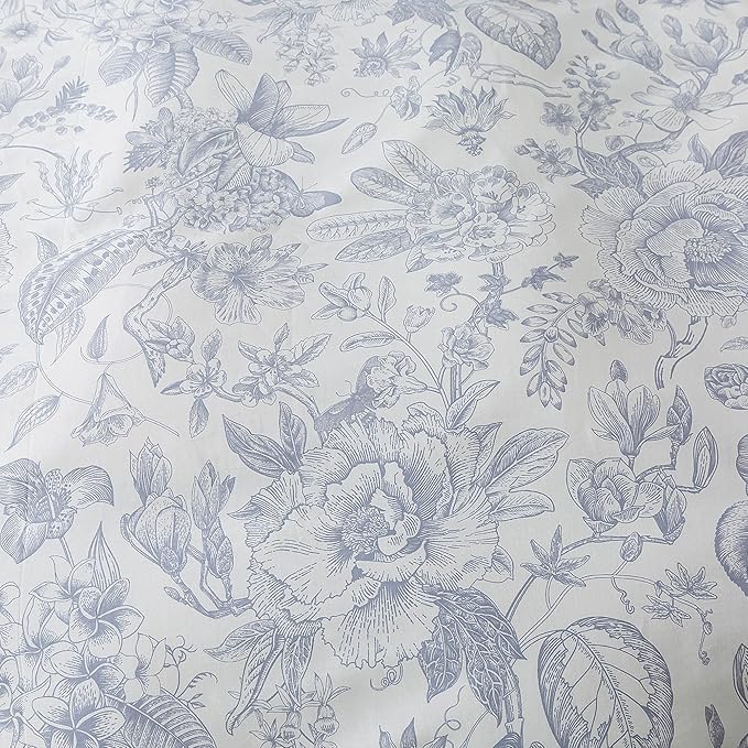 HoneiLife King Duvet Cover Set - 100% Cotton Comforter Cover Floral Duvet Cover Sets,Soft & Breathable Duvet Cover with Zipper Closure and Corner Ties,3pcs Wildflower Comforter Cover Sets-Herbs