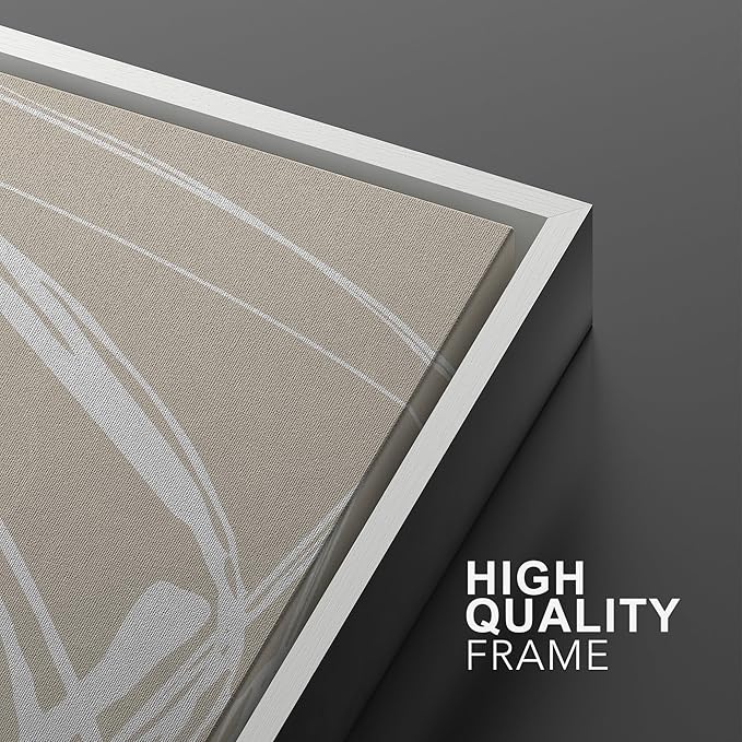 SIGNWIN Framed Canvas Print Wall Art Set Mid-Century Geometric Ring Pattern Abstract Shapes Cozy Neutral Minimalism Decorative Bohemian Relax/Zen for Living Room, Bedroom, Office - 24"x36"x2 White