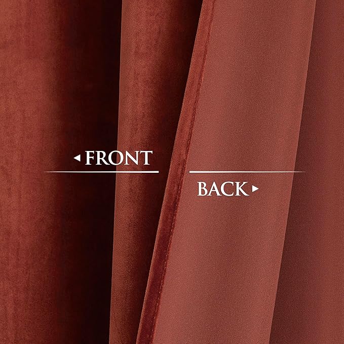 StangH Velvet Blackout Curtains for Movie Theater, Rust Privacy Home Decor Drapes 96 inches for Christmas Backdrops/Sliding Glass Door, W52 x L96, 2 Panels