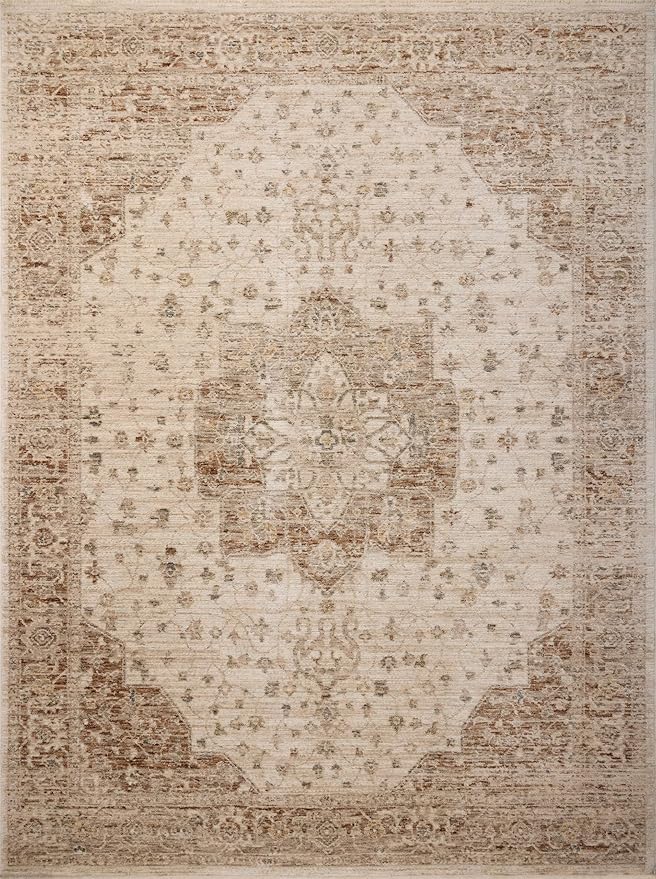 Loloi Magnolia Home by Joanna Gaines Junie Collection JUE-04 Natural/Clay 7'-10" x 7'-10", .38" Pile Height, Round Area Rug