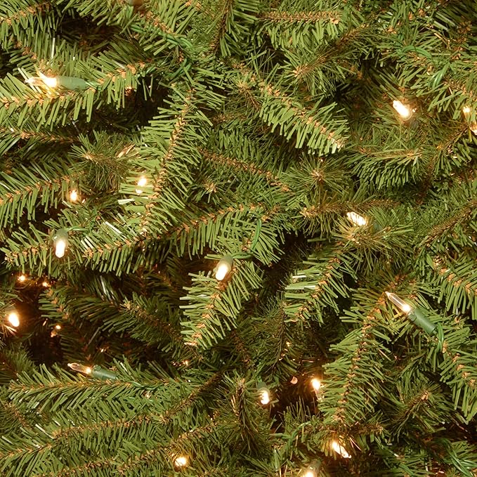 National Tree Company 9 ft Pre-Lit Dunhill Fir Artificial Christmas Tree, 900 LED Lights, 4,029 Tips, PowerConnect, Foot Pedal, 10 Light Functions, Includes Stand, Green