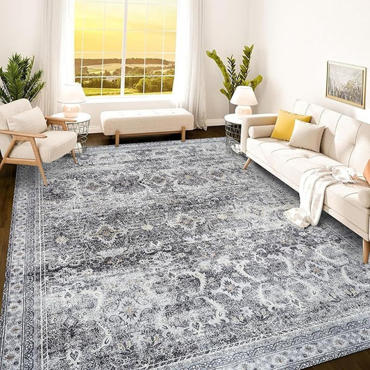 Istana 9x12 Area Rug - Grey 9 x 12 Area Rugs for Living Room - Foldable 9x12 Rugs for Bedroom - Stain Resistant Washable Rug - Eco-Friendly Area Rugs